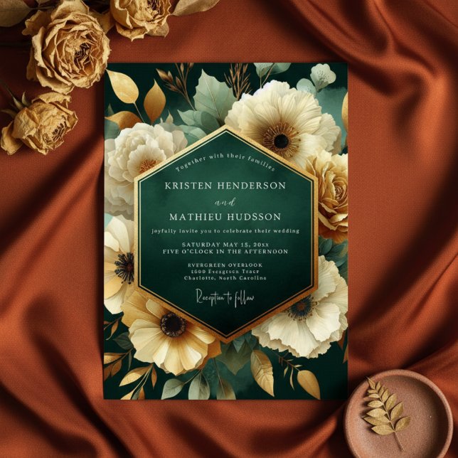 Invitation Mariage Opulence Florale Émeraude (Créateur téléchargé)