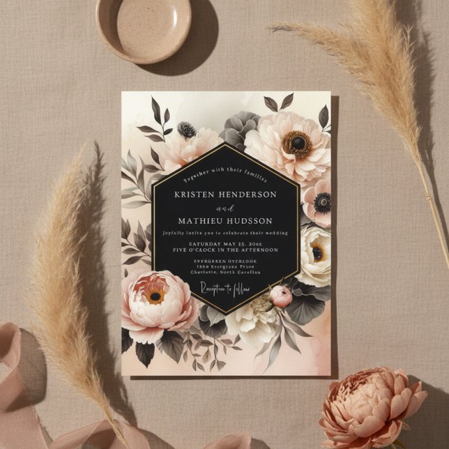 Invitation Mariage Opulence Florale Rose (Créateur téléchargé)
