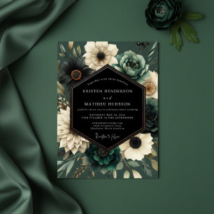 Invitation Mariage Opulence Florale Turquoise Profond
