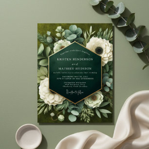 Invitation Mariage Opulence Florale Vert Profond
