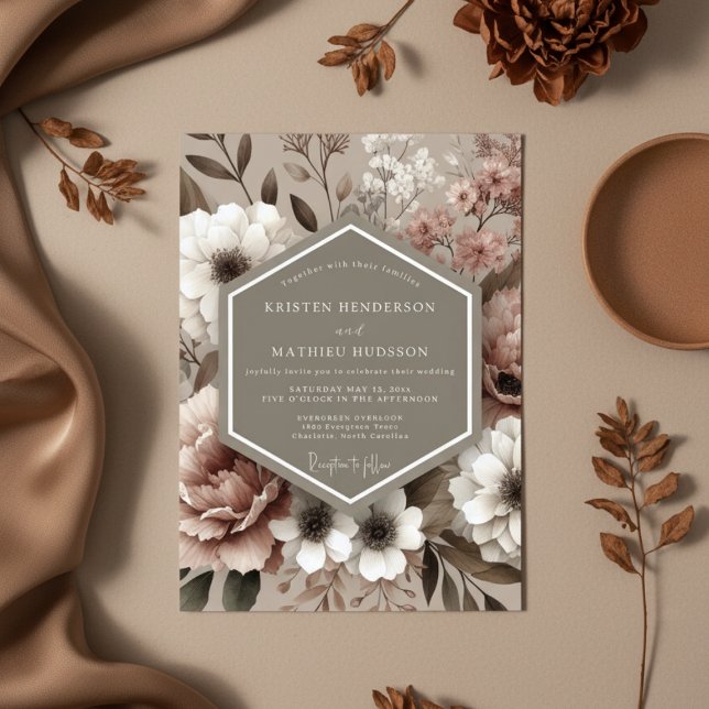 Invitation Mariage Opulent à la Fleur de Rosé (Créateur téléchargé)