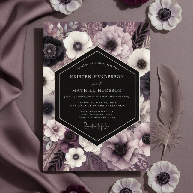 Invitation Mariage Opulent Botanique Mauve (Créateur téléchargé)