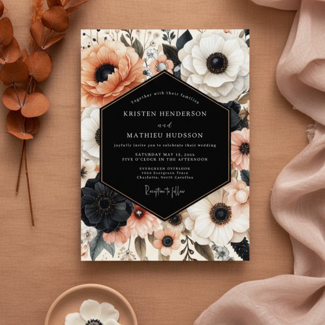 Invitation Mariage Opulent Fleur de Corail (Créateur téléchargé)