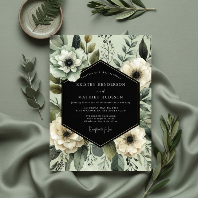 Invitation Mariage Opulent Floral Sage (Créateur téléchargé)