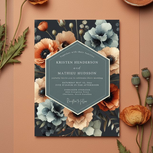 Invitation Mariage Opulent Floral Terracotta (Créateur téléchargé)