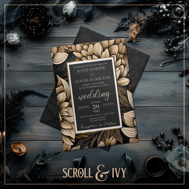 Invitation Mariage opulent Gold & Champagne en soie (Créateur téléchargé)