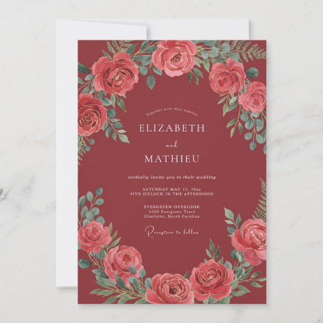 Invitation Mariage Opulent Rose Marron (Devant)