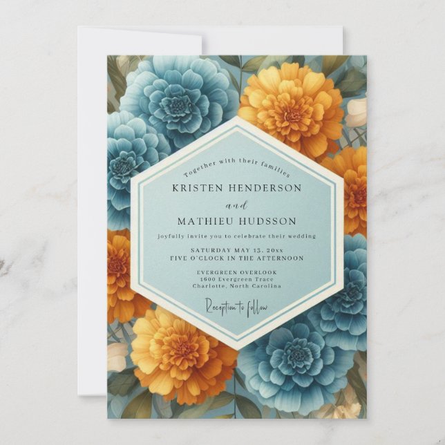 Invitation Mariage Opulent Souci Ardoise (Devant)