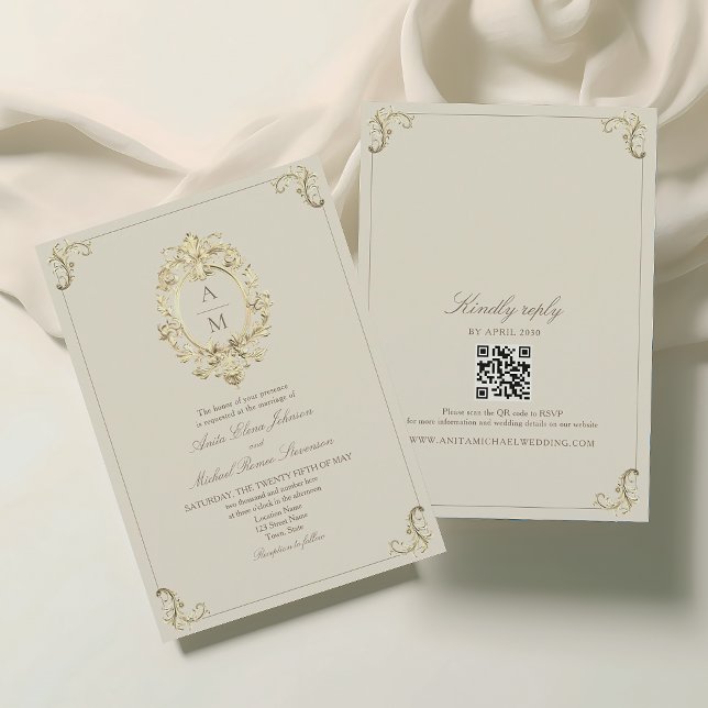 Invitation Mariage Or Baroque Vintage (Créateur téléchargé)