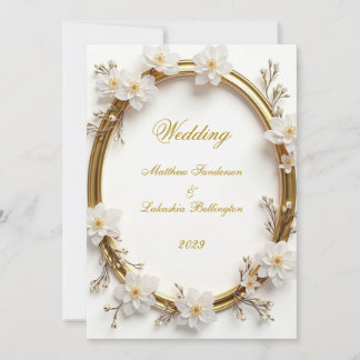 Invitation Mariage Or Blanc Moderne Sophistiqué Élégant