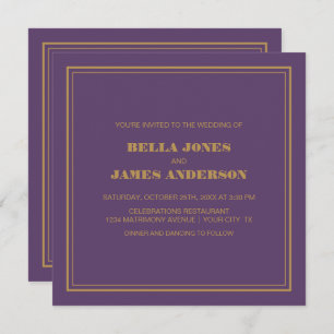 Invitation Mariage or Lavender simple moderne