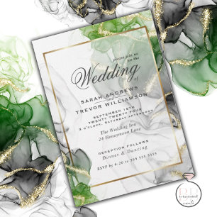 Invitation Mariage   Or Onyx Emerald Encre verte