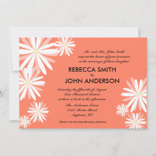 Invitation Mariage orange avec marguerites blanches