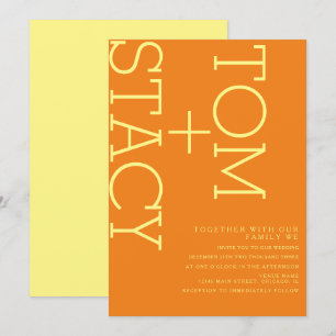 Invitation Mariage Orange Extra Gras Typographie Brillante 