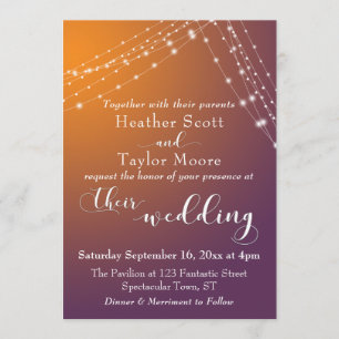 Invitation Mariage Orange Plum Ombre & Lights Brides