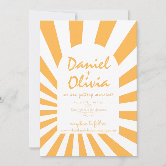 Invitation Mariage Orange Retro (Devant)