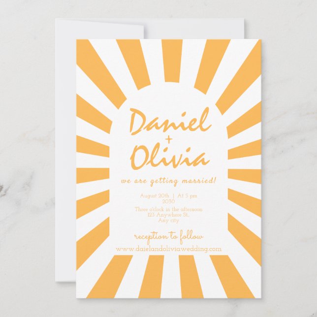 Invitation Mariage Orange Retro (Devant)