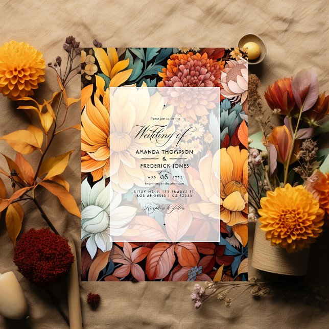 Invitation Mariage Orange Rouille, Jaune Moutarde et Marron (Créateur téléchargé)