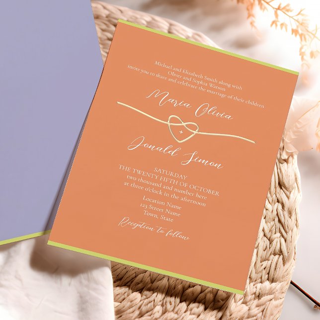Invitation Mariage Orange Violet Pastel (Créateur téléchargé)