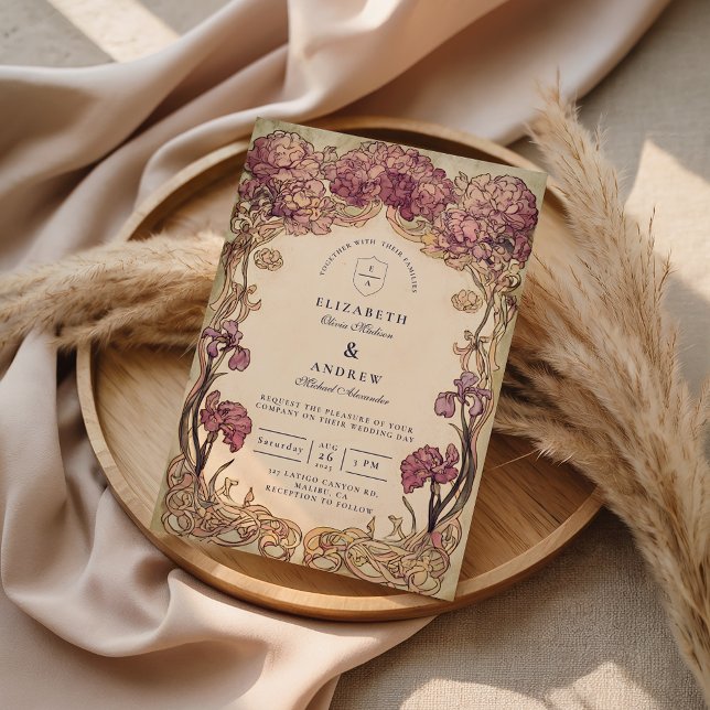 Invitation Mariage orchidée Art Nouveau (Créateur téléchargé)