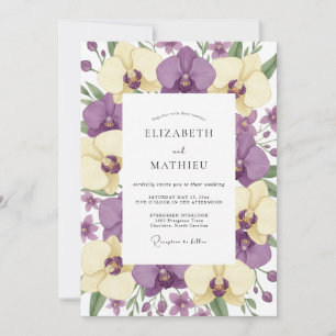 Invitation Mariage Orchidée Beurre Améthyste