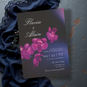 Invitation Mariage Orchidée Bleu Violet Humeur Sombre Romanti
