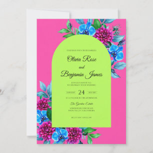 Invitation Mariage Orchidée Chartreuse Fuchsia