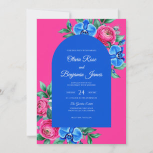 Invitation Mariage Orchidée Cobalt Fuchsia