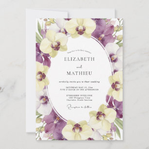 Invitation Mariage Orchidée Crème Violette