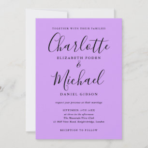 Invitation Mariage Orchidée Lilas Lavande Écriture Signature