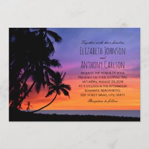 Invitation Mariage orienté de coucher du soleil de plage