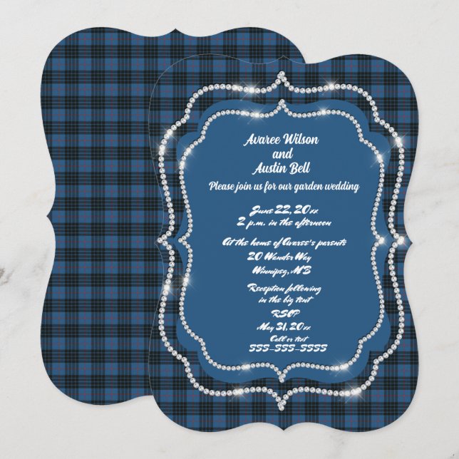 Invitation Mariage original de tatan MacKay Blue (Devant / Derrière)