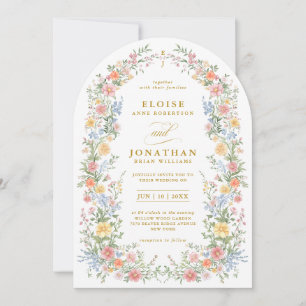 Invitation Mariage Orné de Fleurs Douces de Printemps en Past