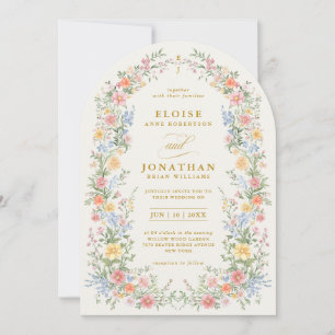 Invitation Mariage Orné de Fleurs Douces de Printemps en Past
