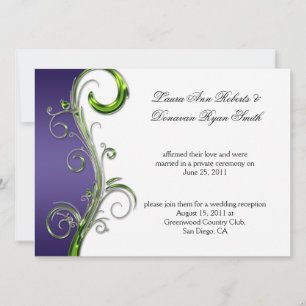 Invitation Mariage orné de violet et de vert avec tourbillon 