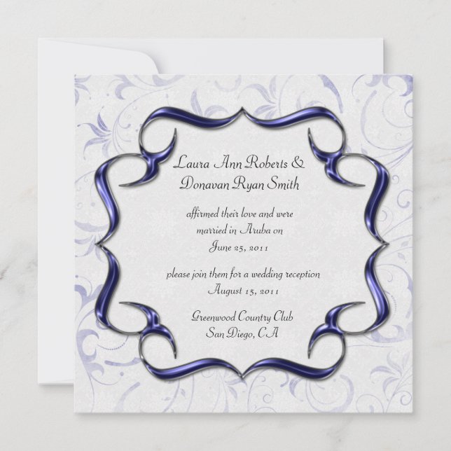 Invitation Mariage Orné Violet Clair Et Argenté (Devant)