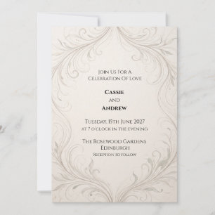 Invitation Mariage Ornemental Argent Ivoire