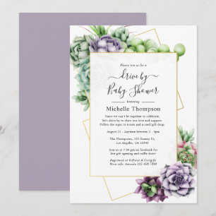 Invitation Mariage ou Baby Shower : Succulentes Géométriques