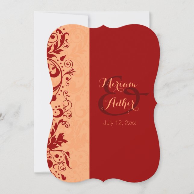 Invitation Mariage ou fiançailles musulman rouge (Devant)