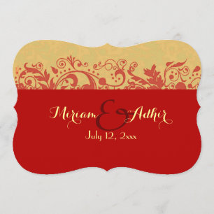 Invitation Mariage ou Fiançailles musulman rouge et or