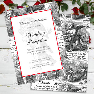 Invitation Mariage ou Fiançailles Vintage Cupid French Toile