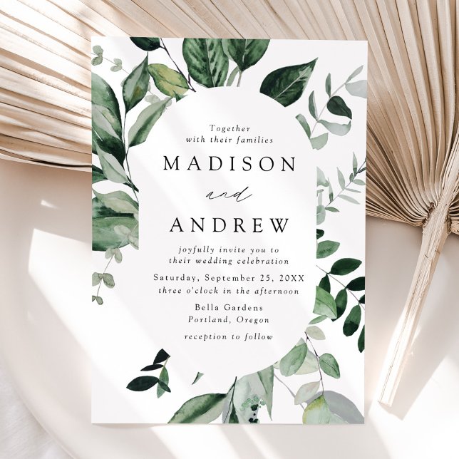 Invitation Mariage ovale cadre de verdure abondante (Créateur téléchargé)