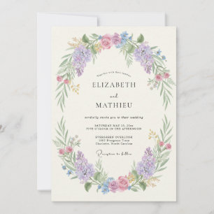 Invitation Mariage Ovale Fleur de Lilas Blush