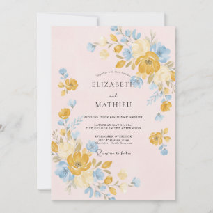 Invitation Mariage Paeonia en Rose Doré