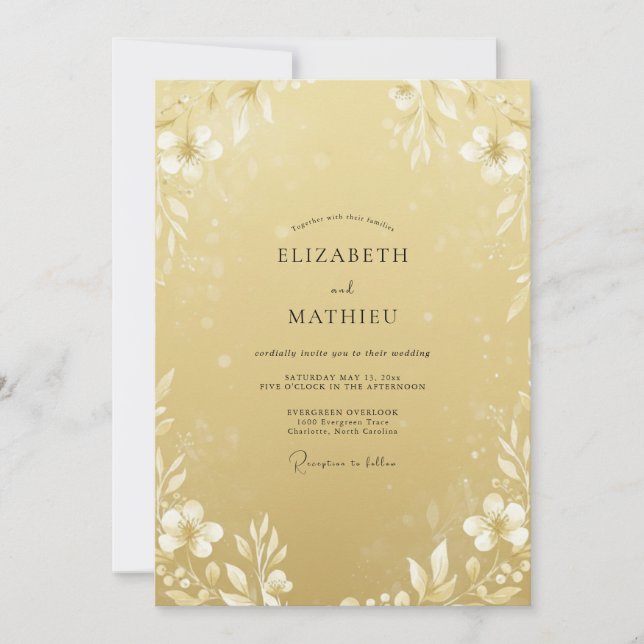 Invitation Mariage Paeonie Ambre Botanique (Devant)