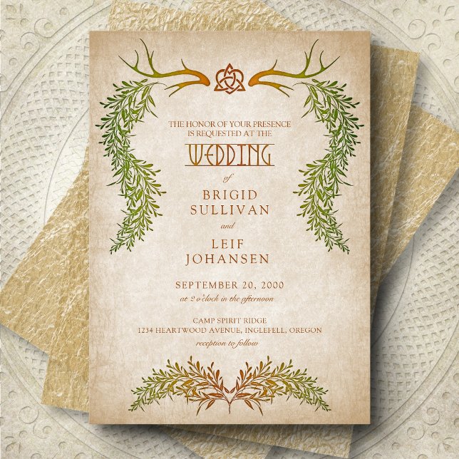 Invitation Mariage païen celtique au feuillage d'automne (Créateur téléchargé)