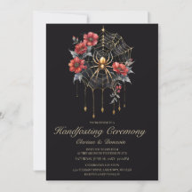 Mariage païen gothique or et rouge toile araignée