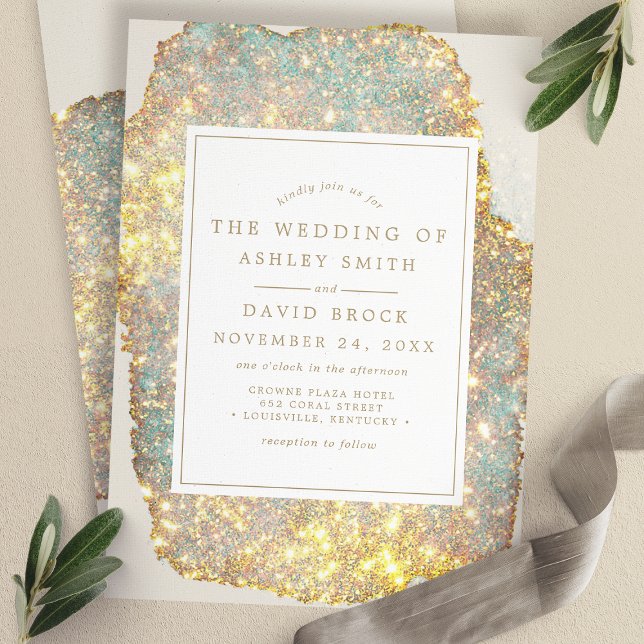 Invitation Mariage Pailleté Iridescent Moderne (Créateur téléchargé)
