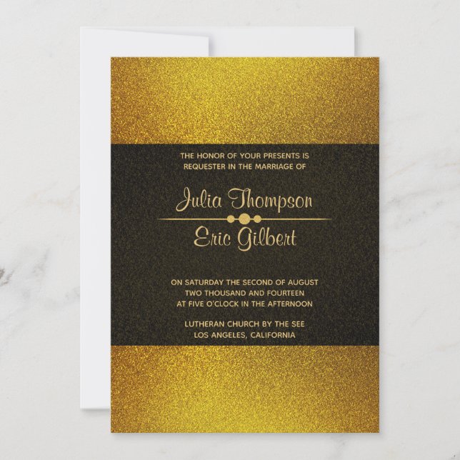 Invitation Mariage Paillettes D'or Plus Clair Et Plus Foncé (Devant)