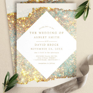 Invitation Mariage Paillettes Iridescent Moderne
